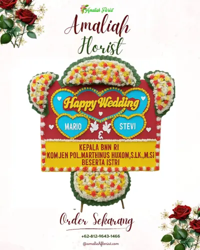 Karangan Papan Bunga Pernikahan di Pesawahan